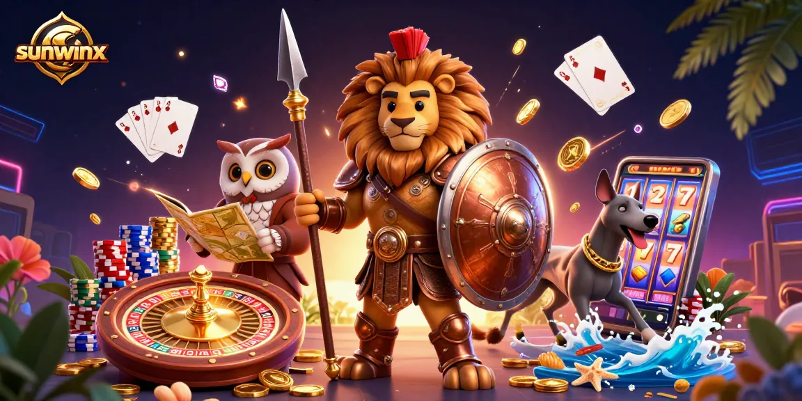 Experience thrilling moments at sunwinx with a vibrant 3D casino adventure featuring iconic gaming symbols.