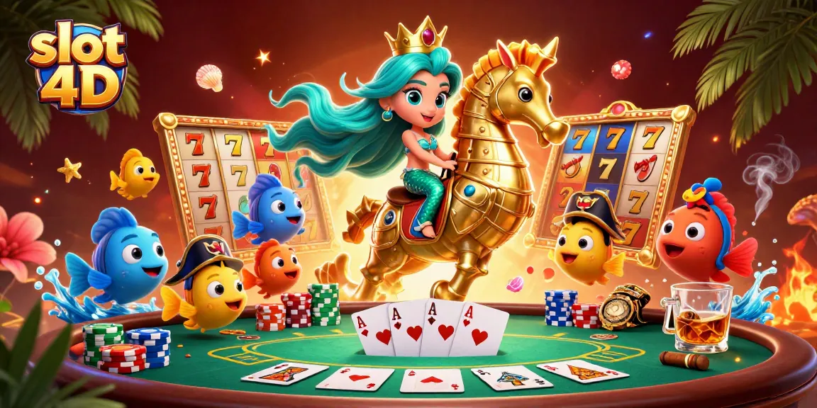 Experience thrilling slot 4D gameplay in a vibrant underwater casino scene with a mermaid princess and seahorse.