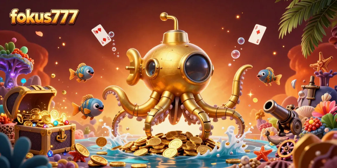 Experience exhilarating wins with fokus777 in a vivid 3D casino-themed illustration packed with excitement.