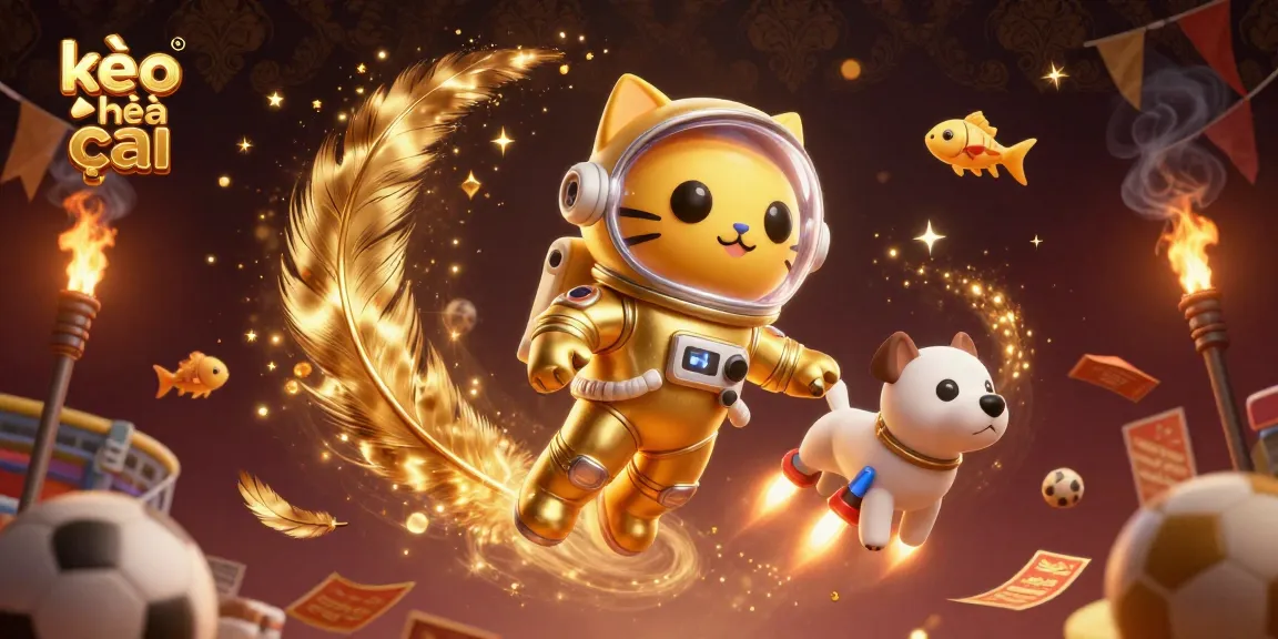Experience kèo nhà cái betting excitement with a dynamic scene of a space astronaut cat and robot dog