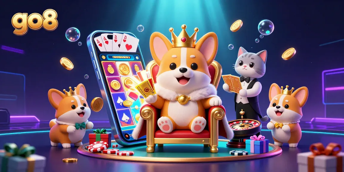 Experience exciting gameplay at go8 with vibrant slot machines and a lavish royal scene.