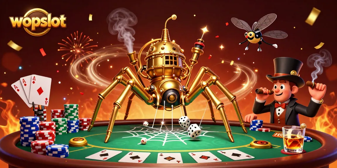 Experience the thrilling action of wopslot with a stunning 3D steampunk scene capturing the excitement of casino slots.