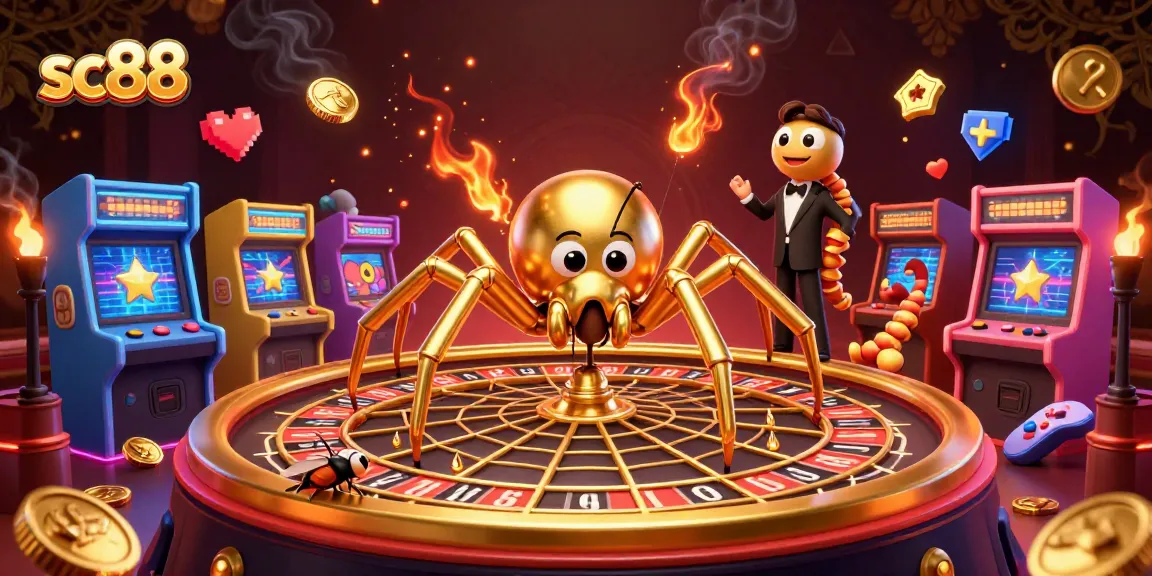 Experience thrilling action with sc88, featuring a golden spider roulette wheel and gaming elements.