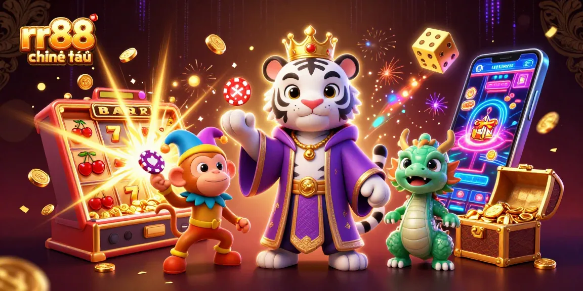 Experience thrilling gameplay with rr88 chính thức at this vibrant digital casino scene featuring iconic characters.