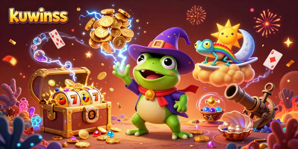 Engage in the thrill of kuwinss with a vibrant 3D illustration of casino games featuring winnings.