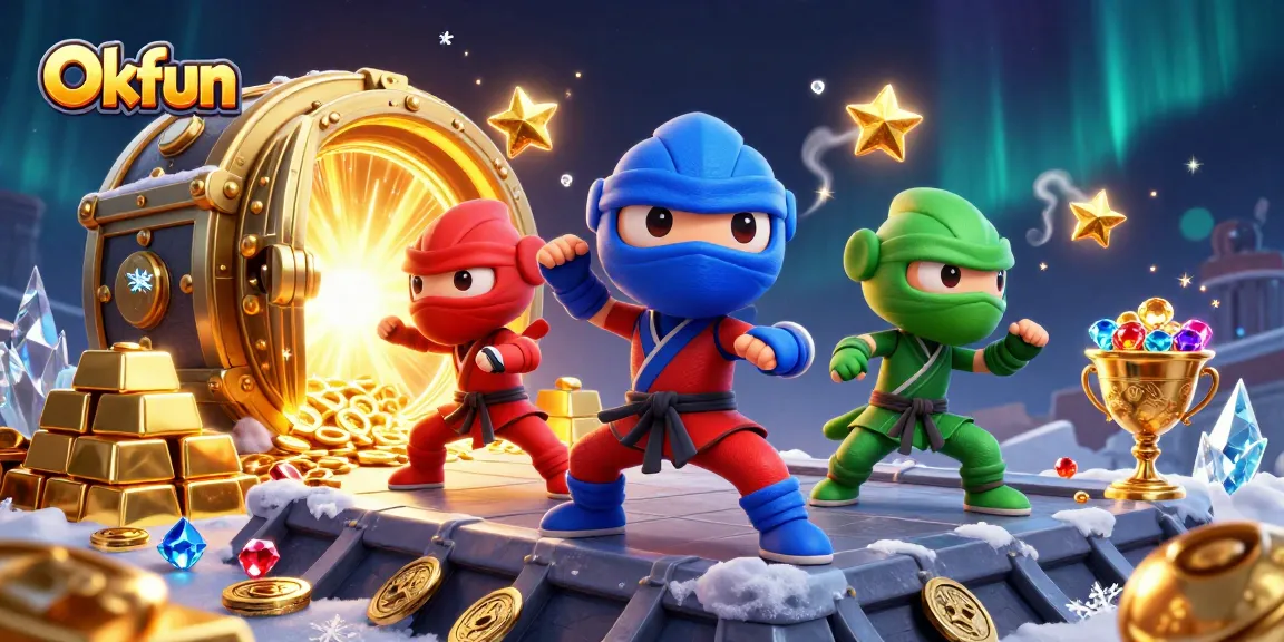 Engage in thrilling action at Okfun with ninja chameleons and golden treasures!