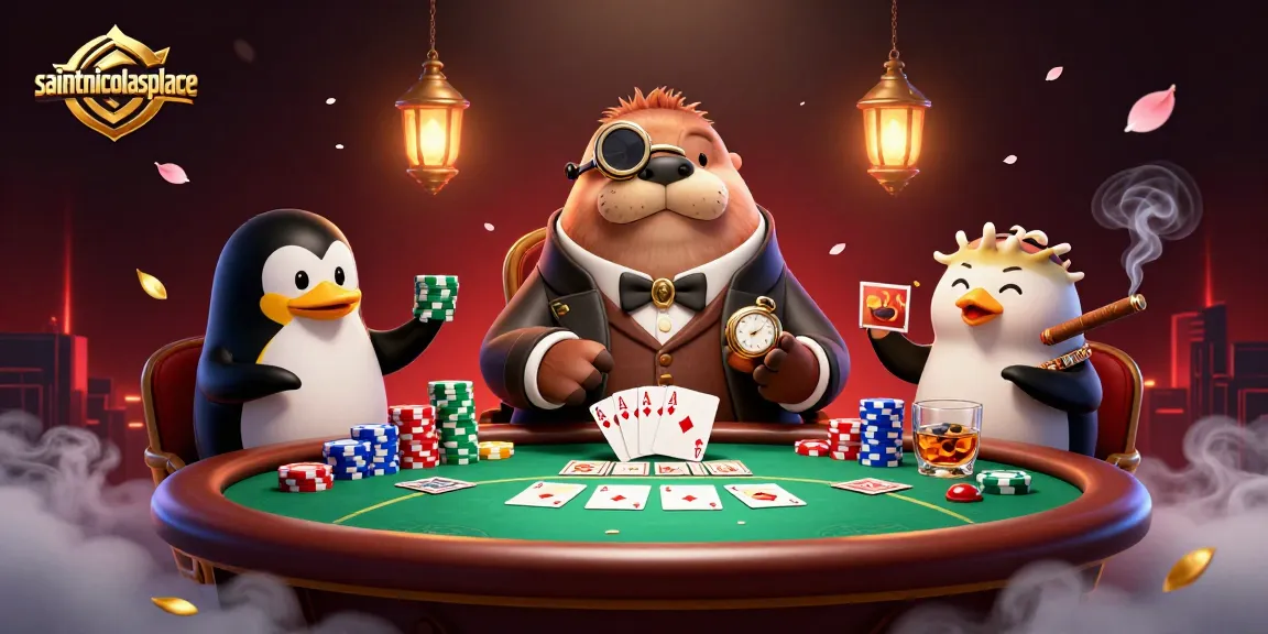 Experience the thrill at saintnicolasplace with an underwater poker game featuring unique characters and vibrant casino elements.
